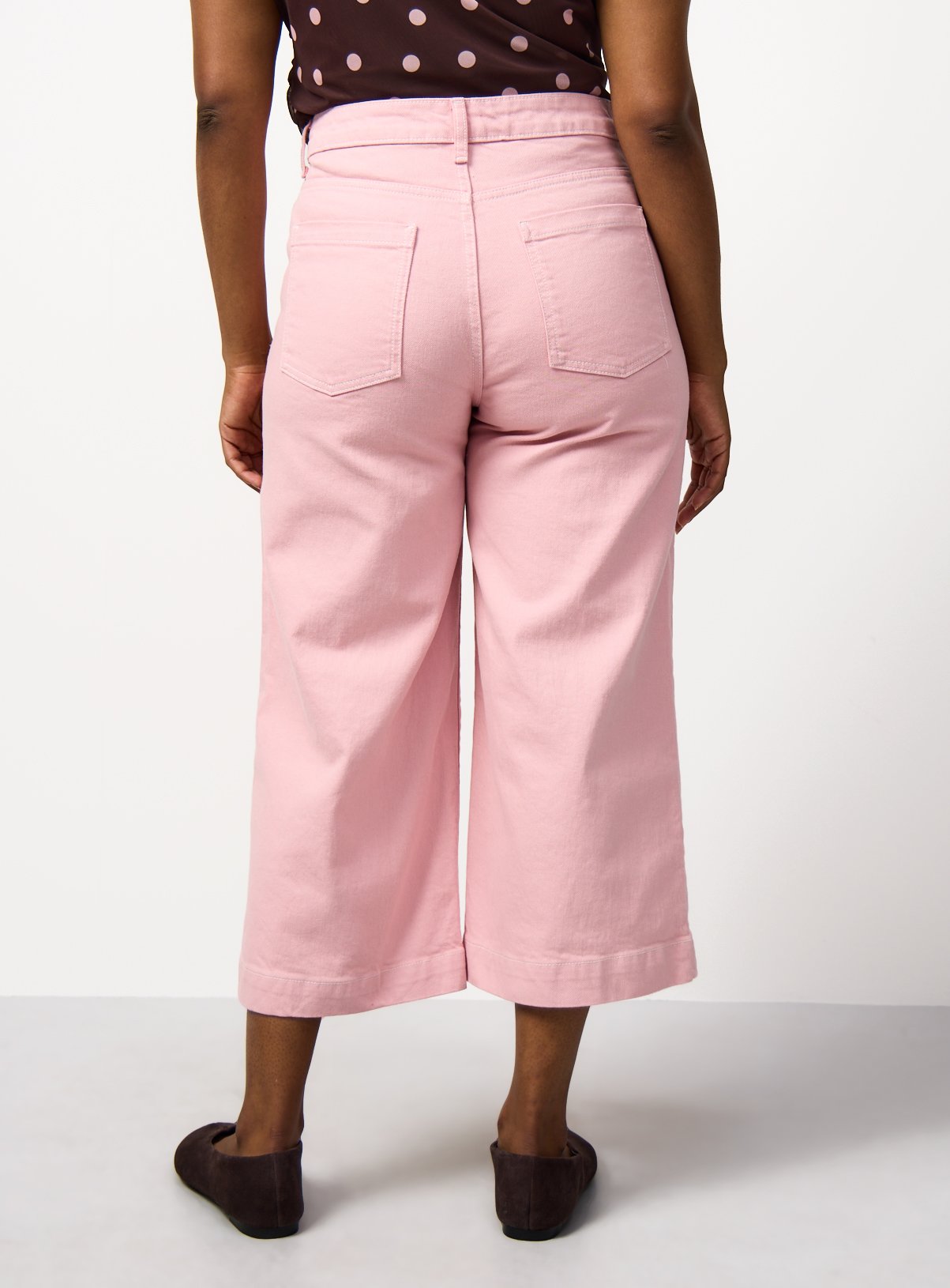 Pink Cropped Wide Leg Jeans 10 - Image 4 thumbnail